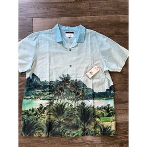 Roark Hinano Gonzo Otemanu Palm Woven Shirt Mens Size XL Camp Blue Tropical